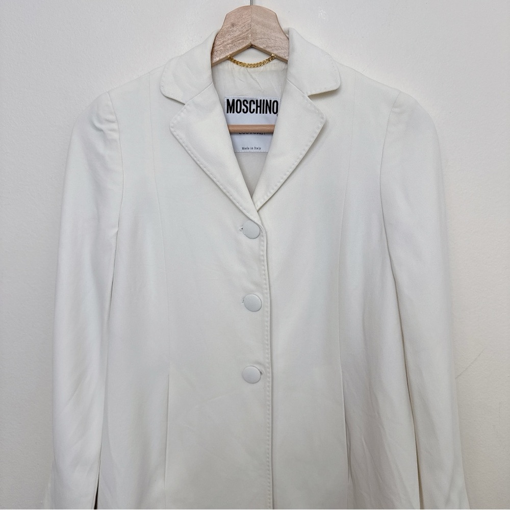 Moschino Womens 6 Ivory Vintage Crepe Button Blazer Italy - Picture 5 of 16